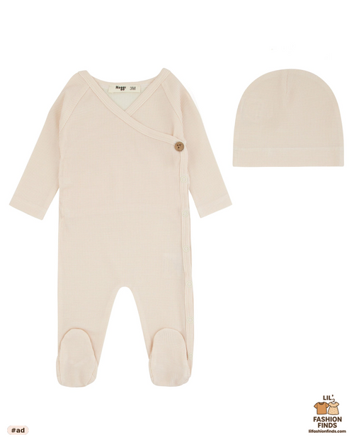 Bamboo Ribbed Striped Wrap Footie and Beanie