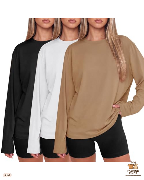Oversized Long Sleeve Shirts 3-Pack