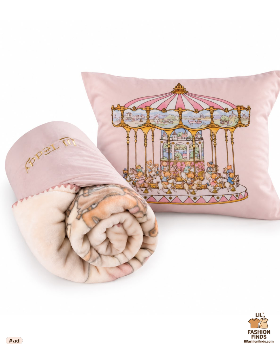 Merry Go Blanket &amp; Cushion Combo