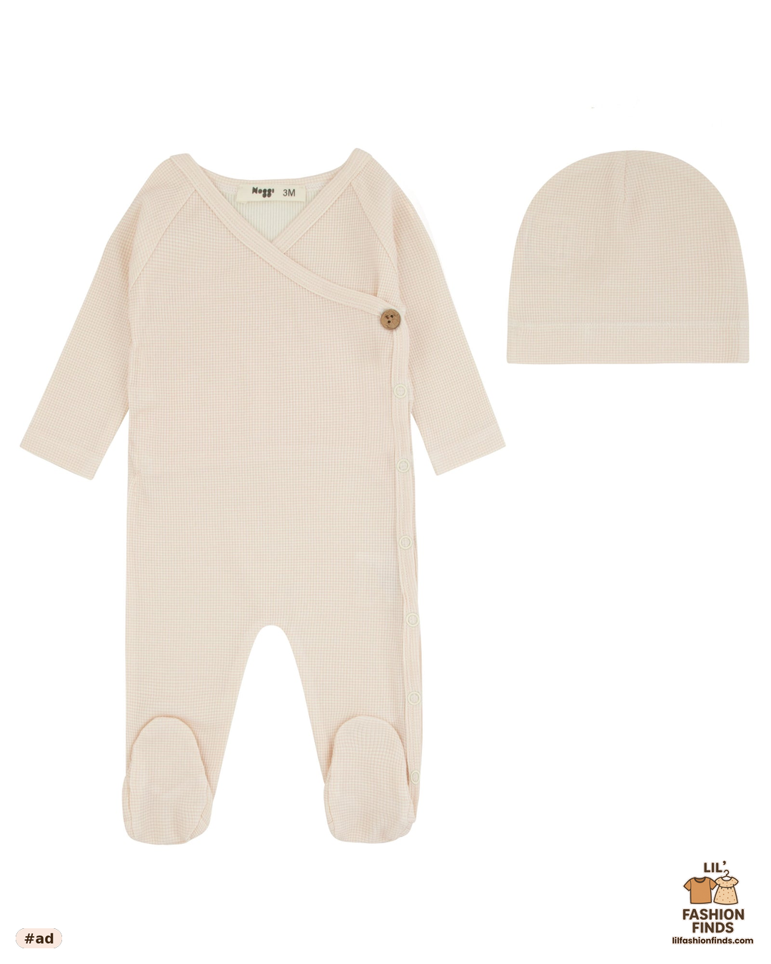 Bamboo Ribbed Striped Wrap Footie and Beanie