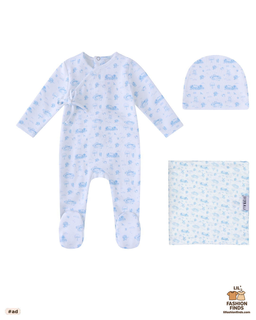 Toile Garden Print Layette Set