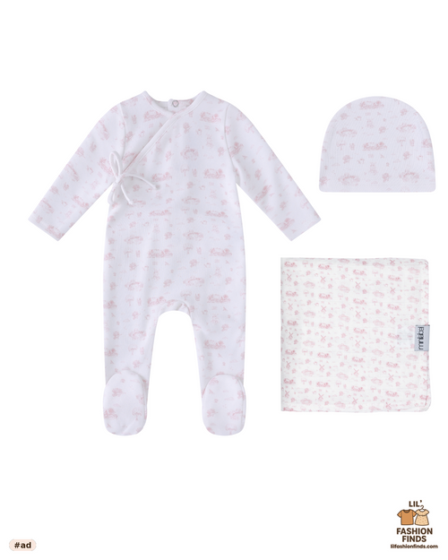 Toile Garden Print Layette Set