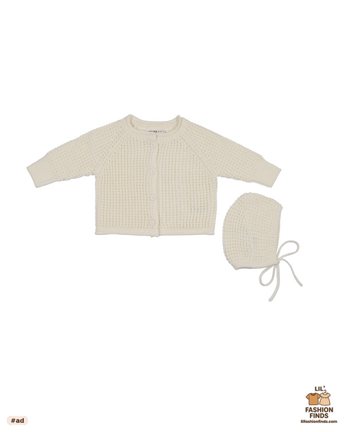 Ivory Knit Jacket & Bonnet