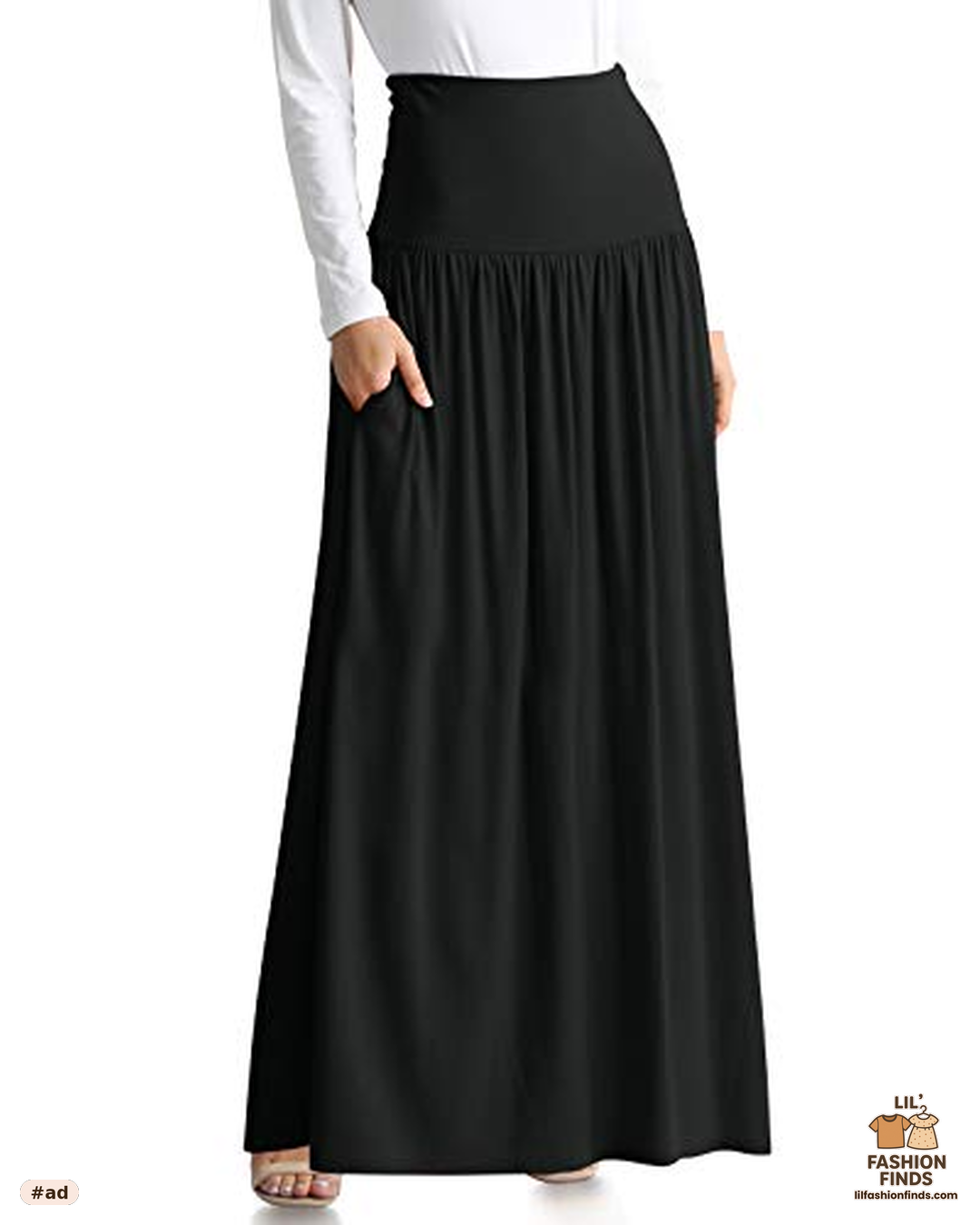 Black Ankle Length Maxi Skirt