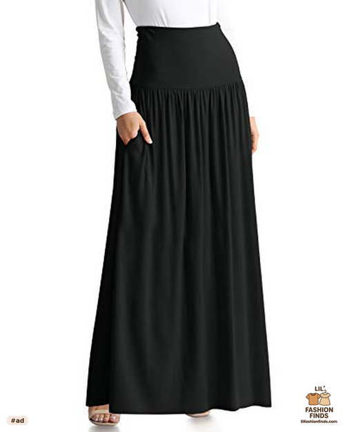 Black Ankle Length Maxi Skirt