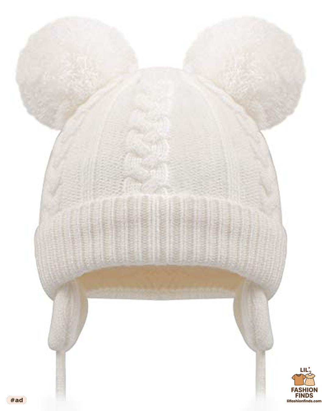 Earflap Double Pom Pom Knit Beanie