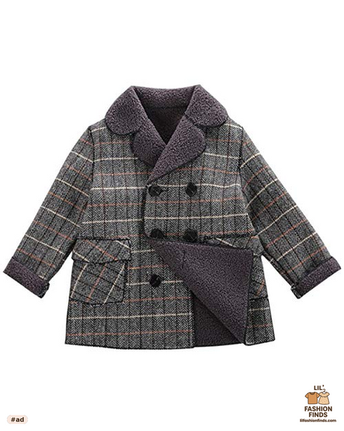 Boy's Pea Coat Faux Wool Double Breasted