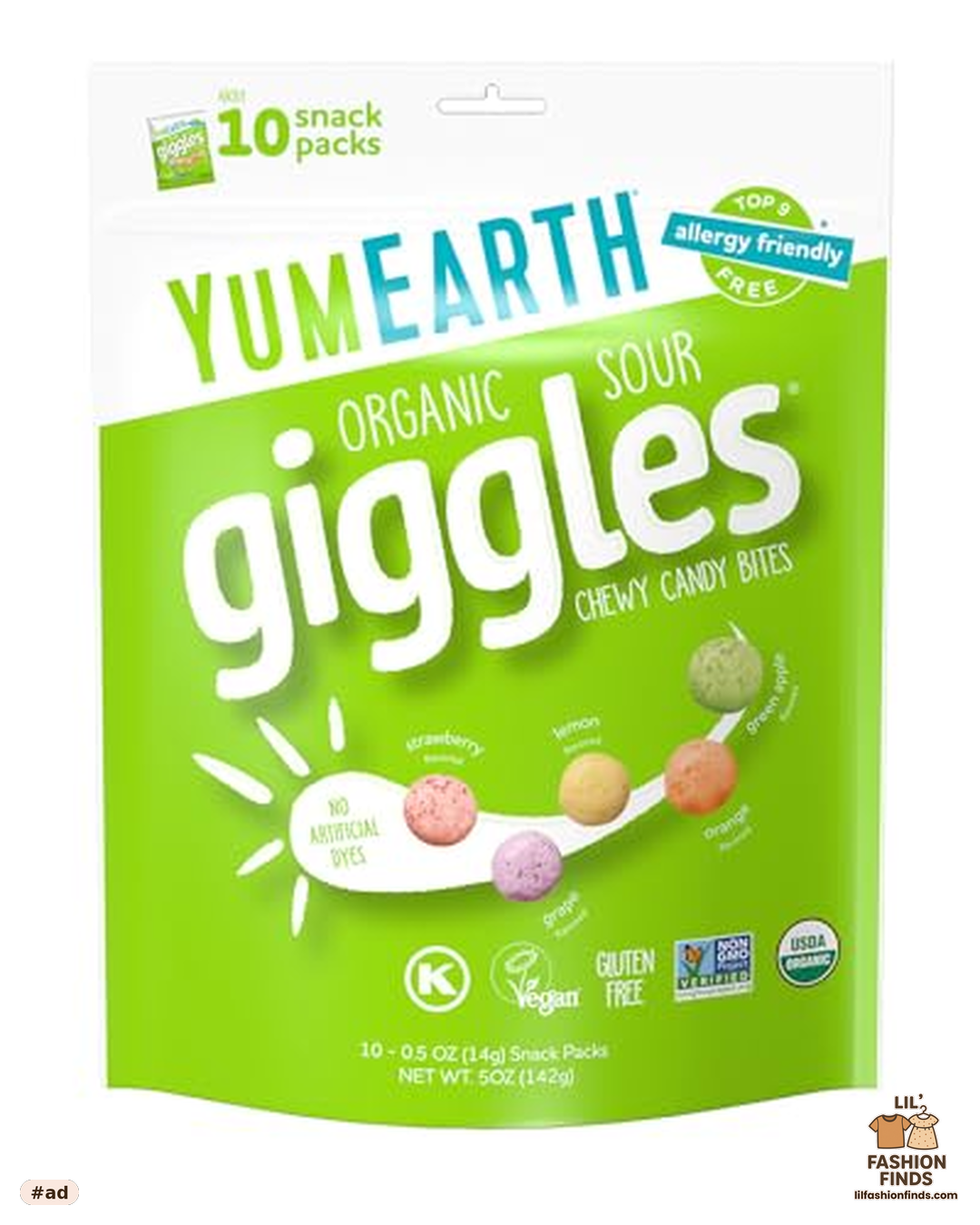 Organic Sour Giggles Chewy Candy