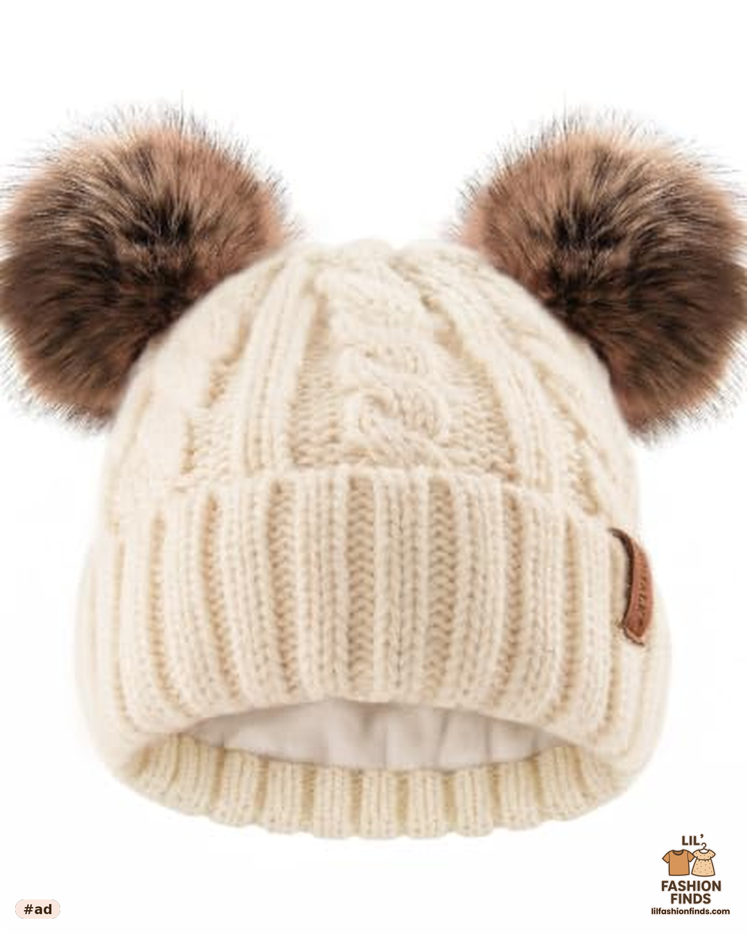Toddler Winter Knit Beanie with Pom-Poms