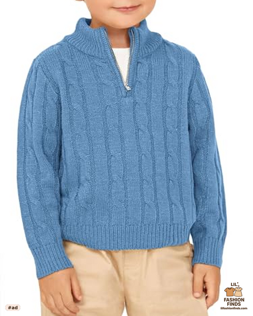 Twisted Knit Cable 1/4 Zip Sweater