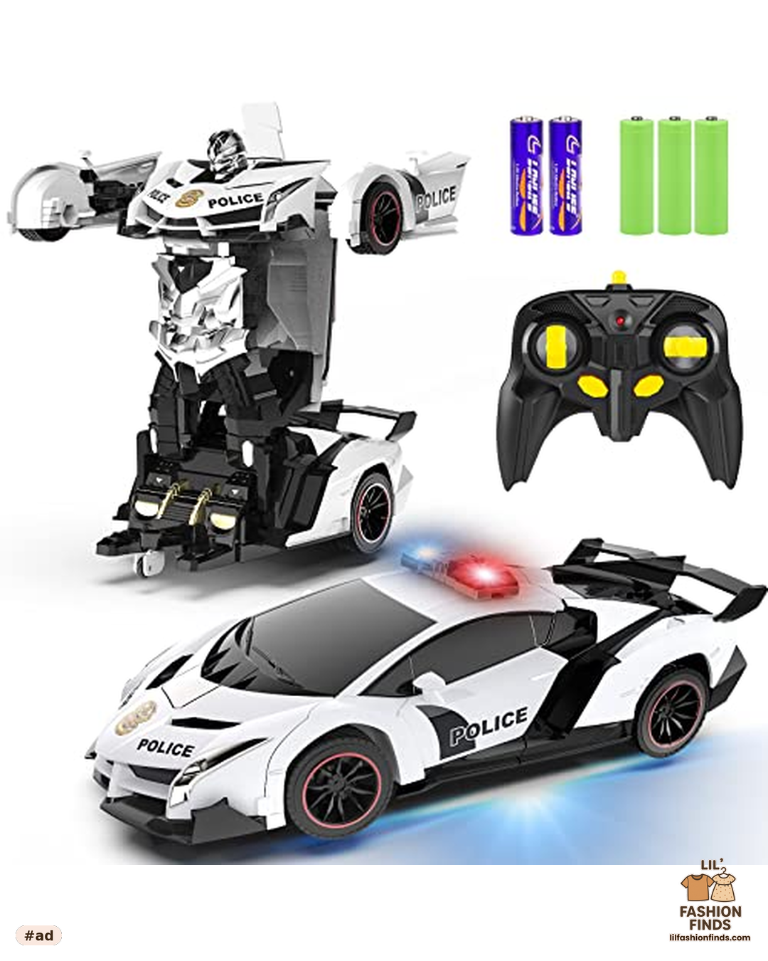 Remote Control Transforming Police Car Robot