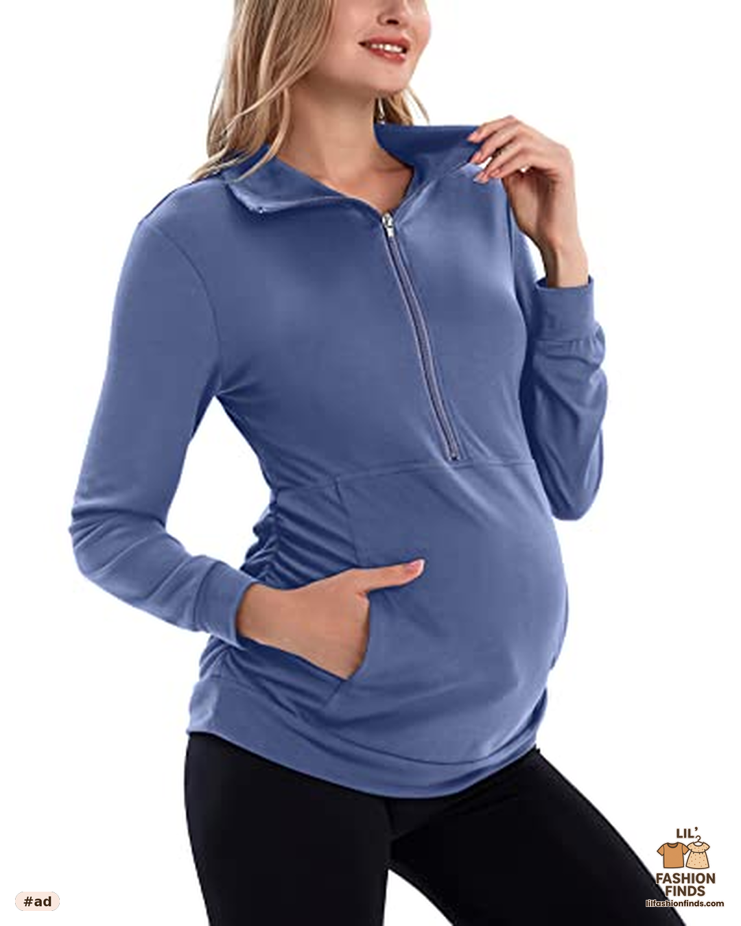 Maternity Long Sleeve Half Zip Top