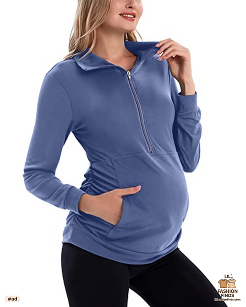 Maternity Long Sleeve Half Zip Top