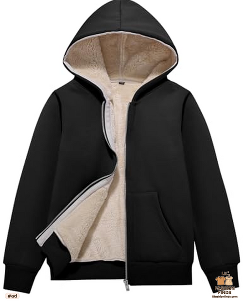 Fleece Hoodie Sherpa Lined Zip Up