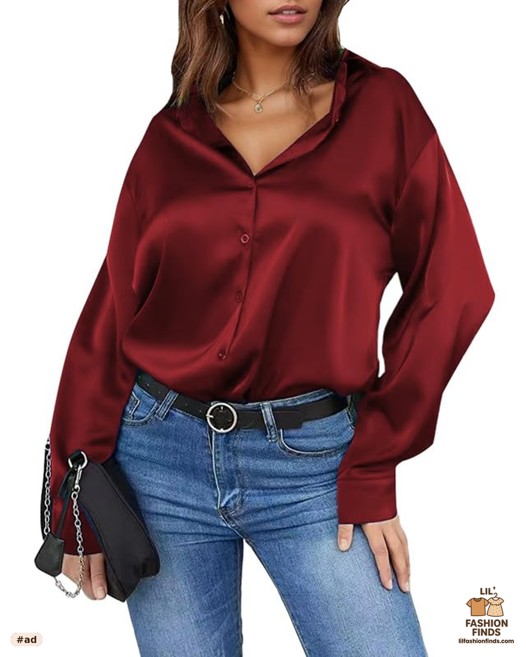 Satin Silk Button Down Blouse