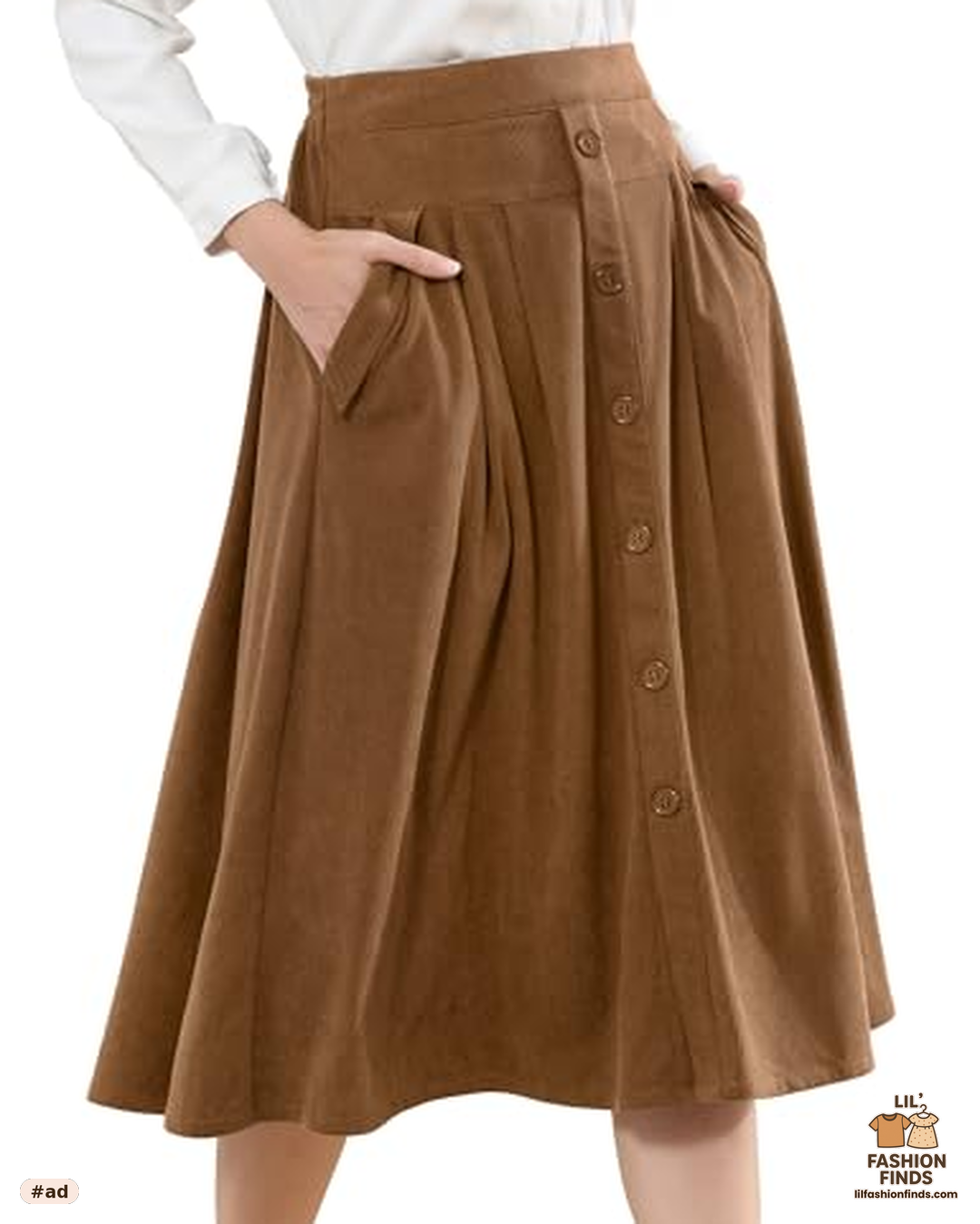 Corduroy Long Pleated Skirt