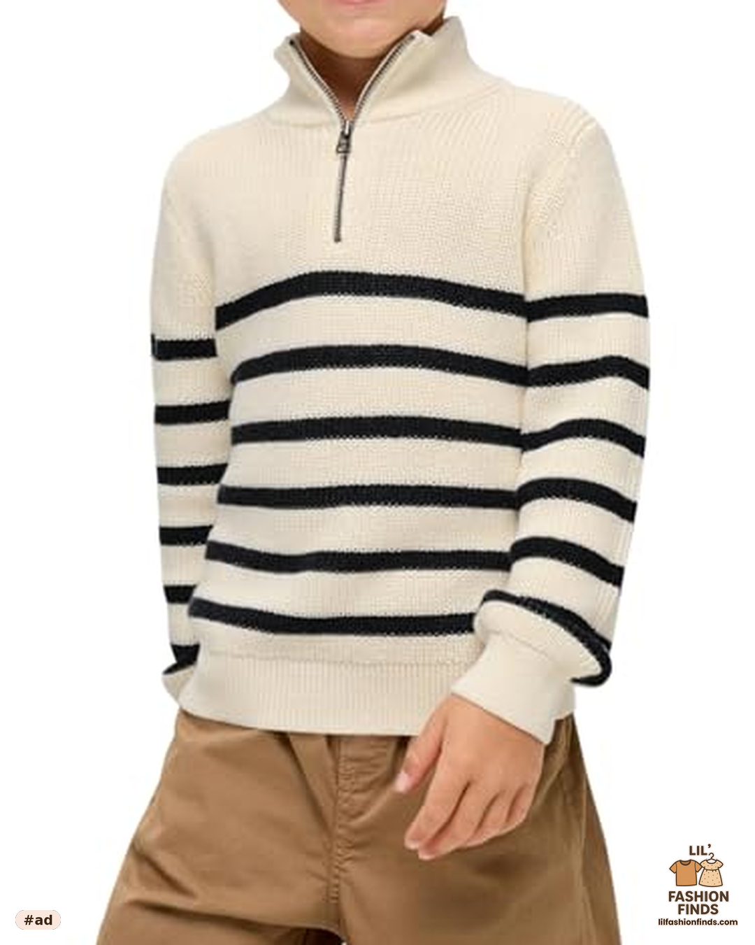 Striped Quarter Zip Sweater
