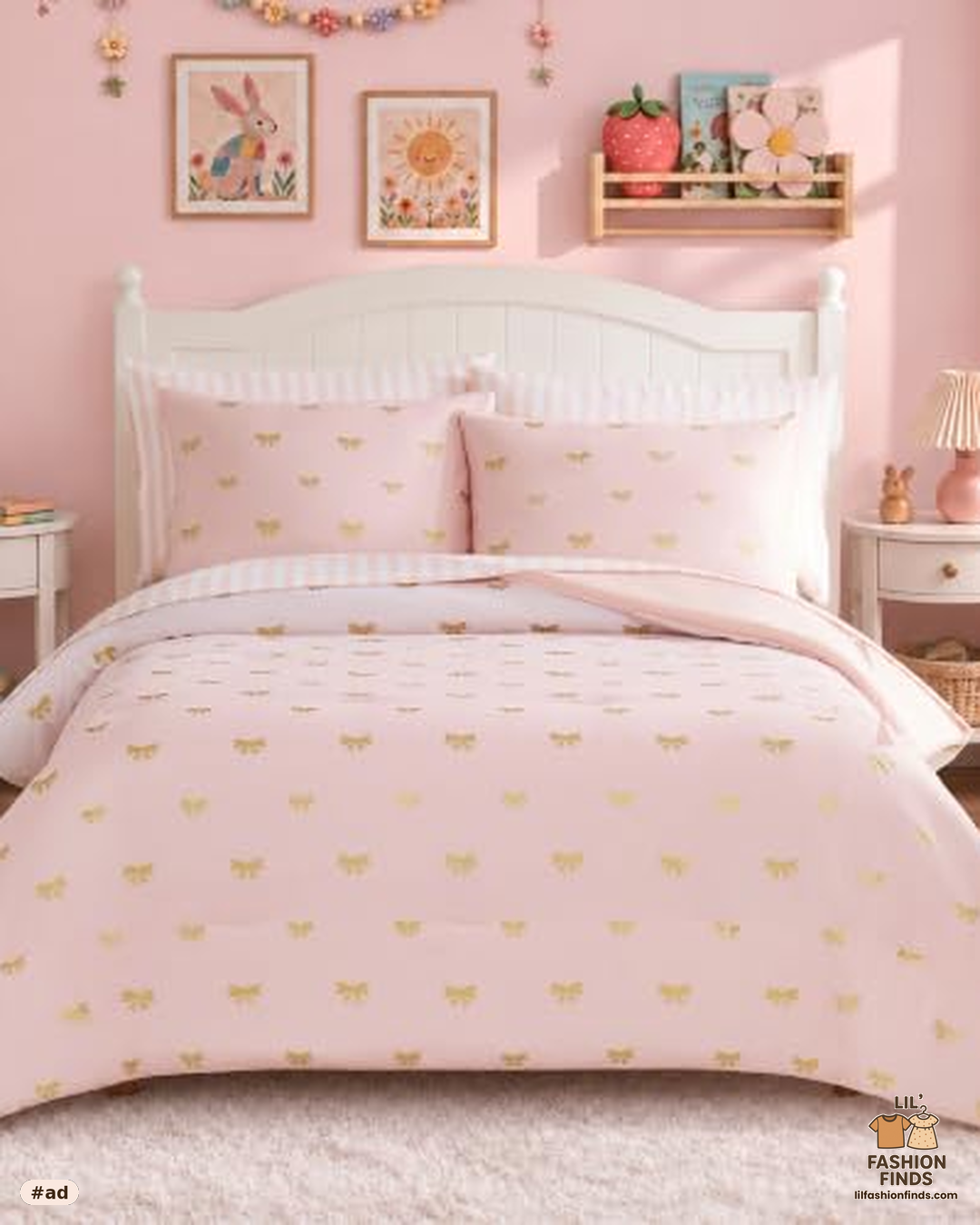 Twin Comforter Set - Gold Foil Bows