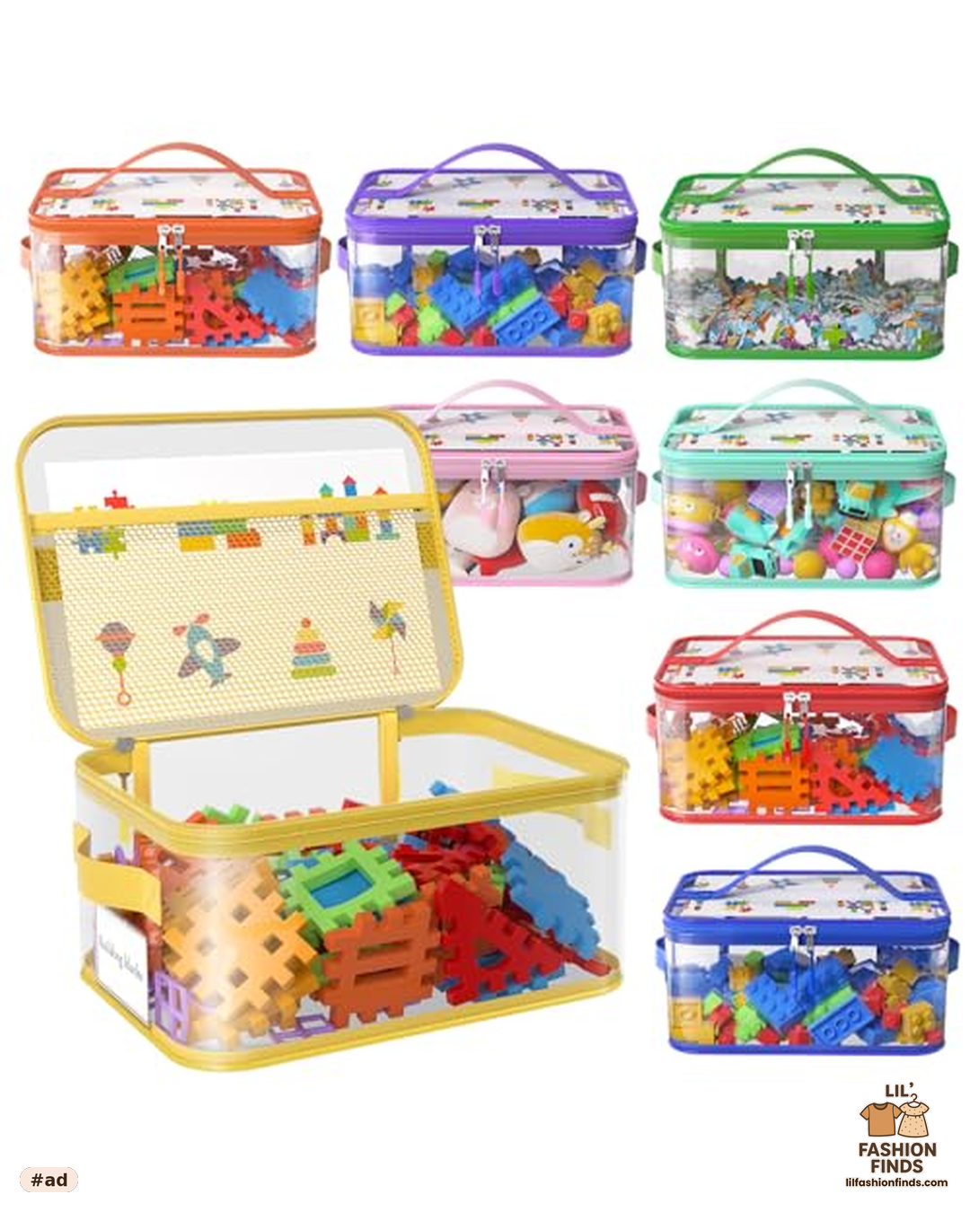 Toy Storage Bags with Zipper &amp; Handles