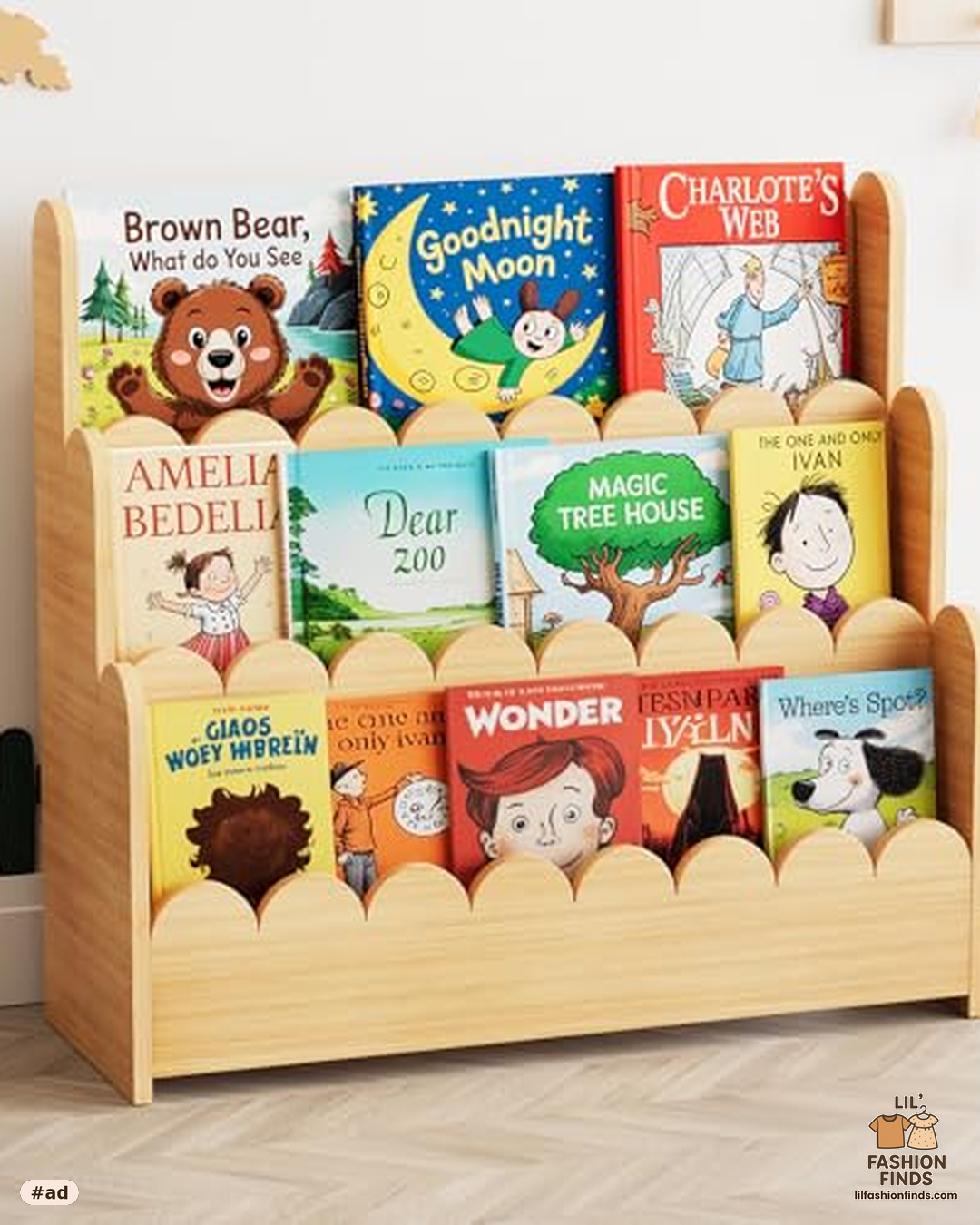 3-Tier Scalloped Bookshelf
