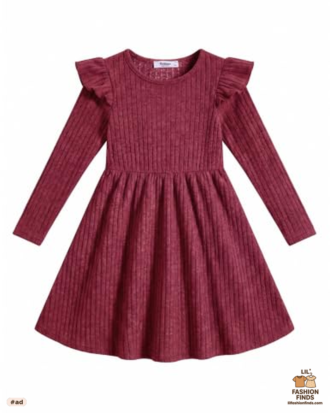 Toddler Girl Knitted Ruffle Sleeve Dress