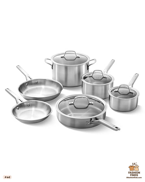 Calphalon Brushed 3-Ply Stainless Steel Cookware Set