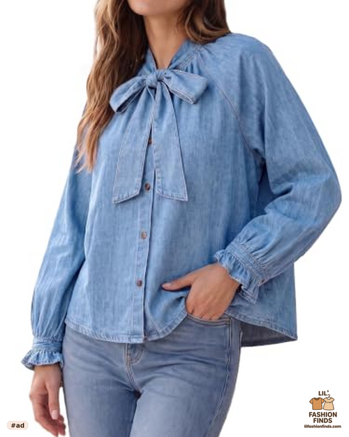 Oversized Denim Button Down Shirt
