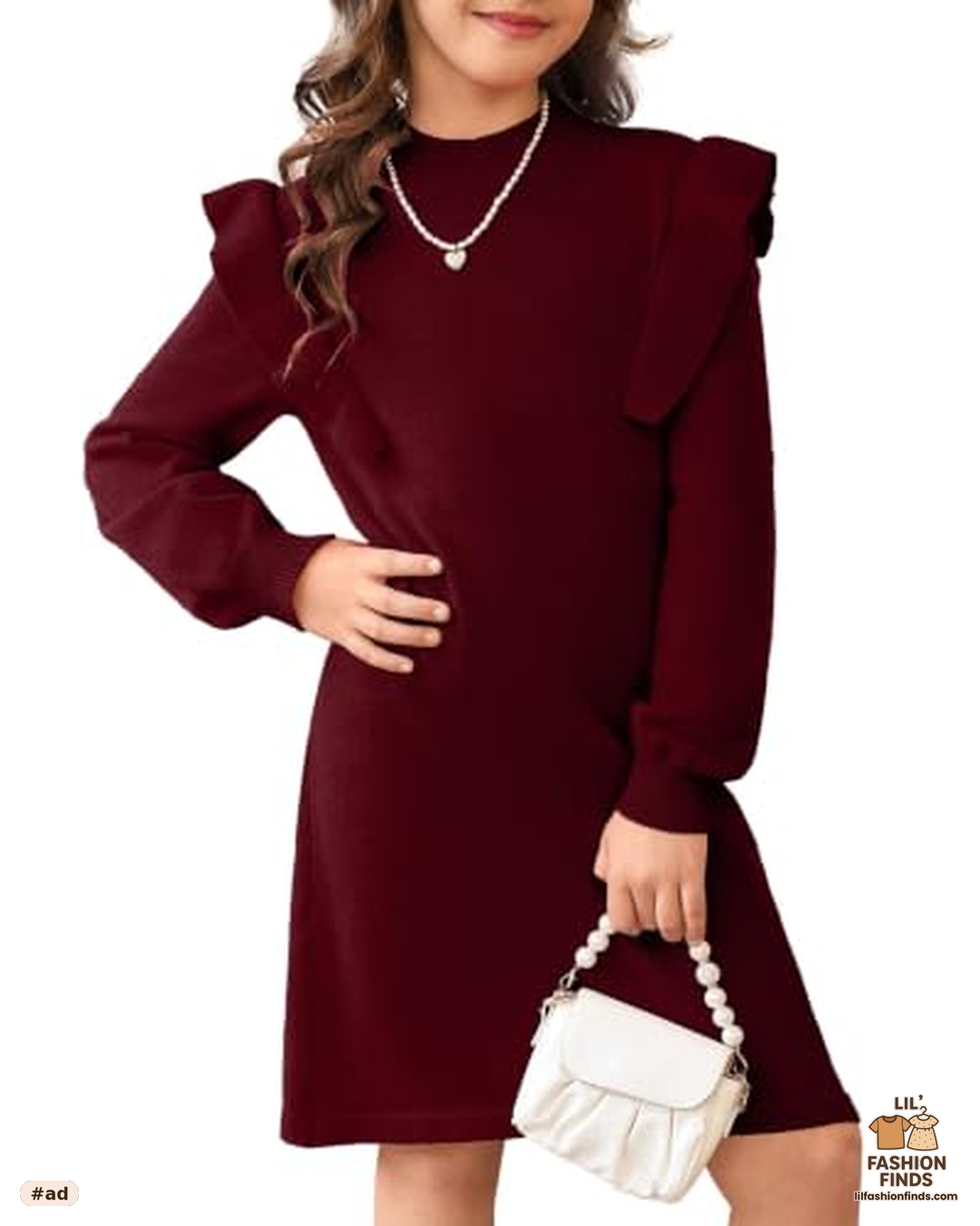 Girls Fall Sweater Dress Cute Ruffle