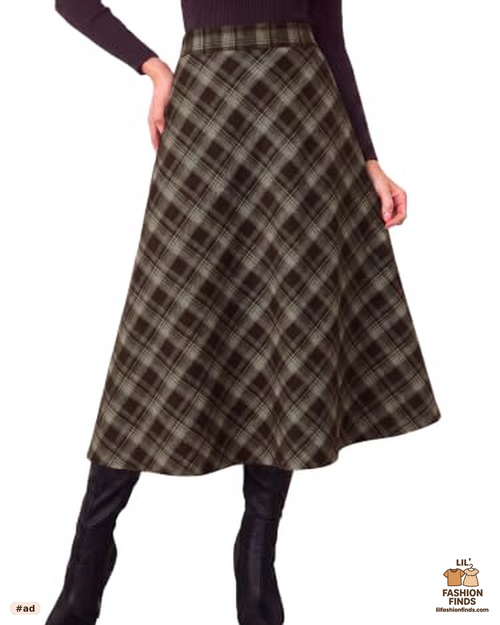 Plaid A-Line Maxi Skirt